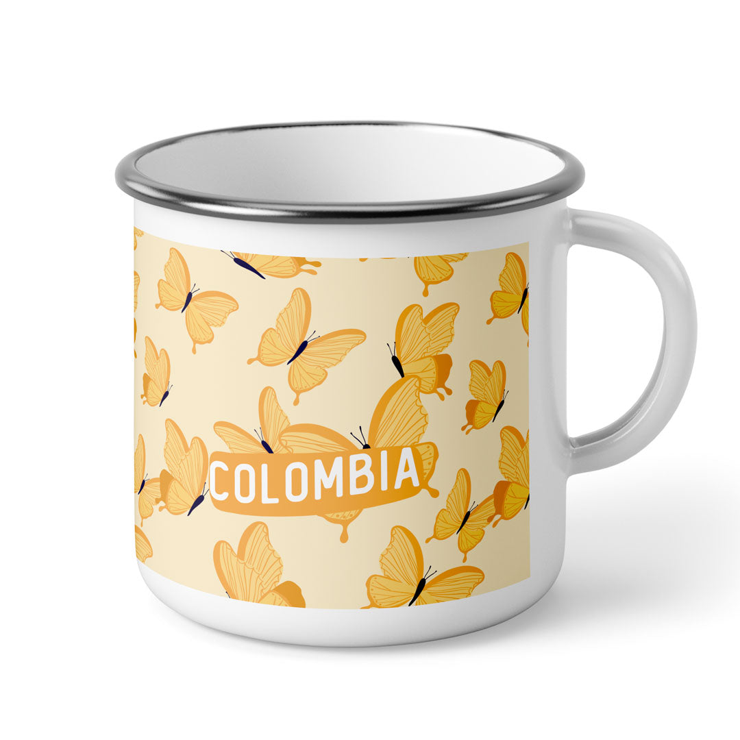 Taza de Peltre con diseño de Mariposas Amarillas - Chaló Chaló