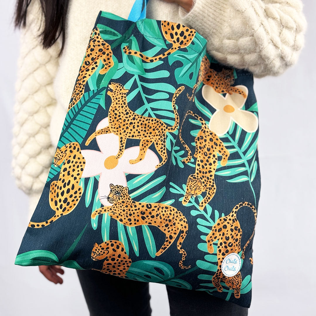 tote bag en dril, estampada con diseño de Jaguares Colombianos - Chaló Chaló