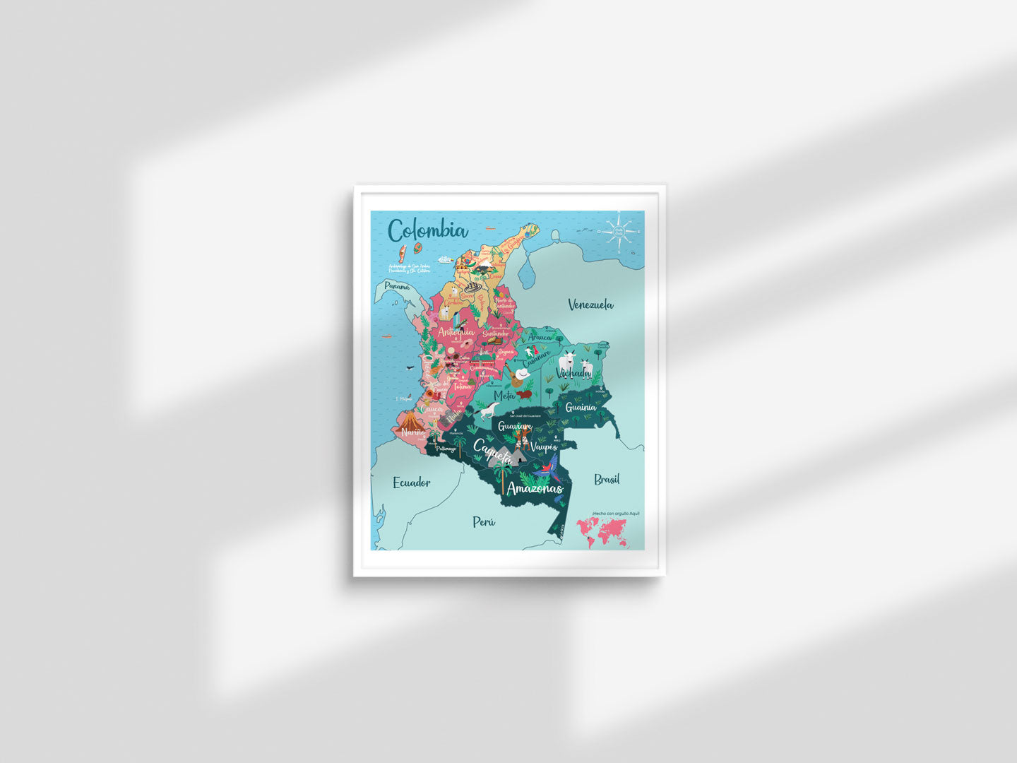 Cuadro Mapa departamentos de Colombia